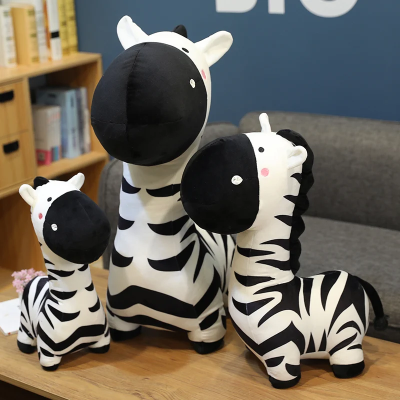 40/50/70cm Cartoon Horse Plush Toys Cute Staffed Animal Zebra Doll Soft Realistic Horse Toy Birthday Gift Home Decoration