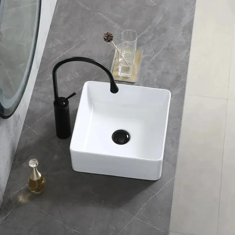 

White Bathroom Sinks Light Luxury Bathroom Fixtures Square Wash Basin Home Round Kitchen Sink Toilet Washing Sink