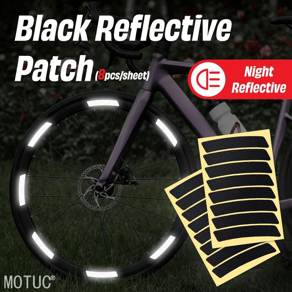 Reflective Black Motorcycle Stickers Waterproof High Visibility for Bicycle Motorbike Helmet Scooter Night Safety Warning Decals