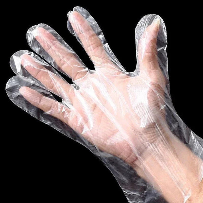 Transparent Plastic Disposable Gloves Waterproof Gloves for Kitchen Restaurant Fried Chicken BBQ Disposable Tableware Wholesale