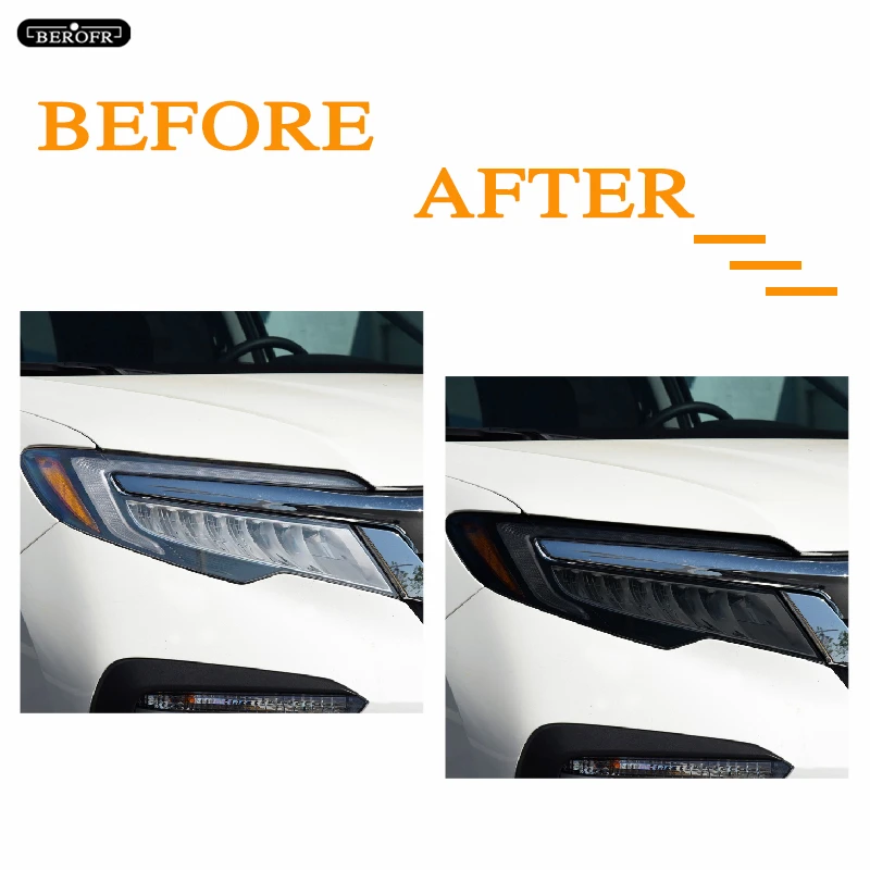 For Honda Pilot 2015 2016 2017 2018 2019 Car Headlight Protection Tint Film Smoke Black TPU Protective Light Transparent Sticker