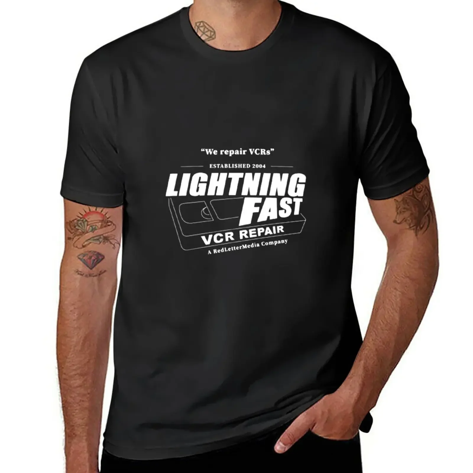 Lightning Fast VCR Repair RedLetterMedia T-Shirt korean fashion new edition blacks big and tall t shirts for men