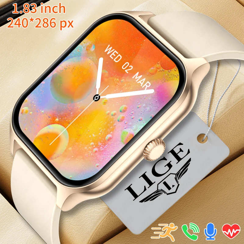 LUIK Luxe Smart Horloge Voor Vrouwen Bluetooth Oproep Muziek Fitness Sport Armband Horloges Gezondheid Monitor 1.83 "Mannen Smartwatch vrouw