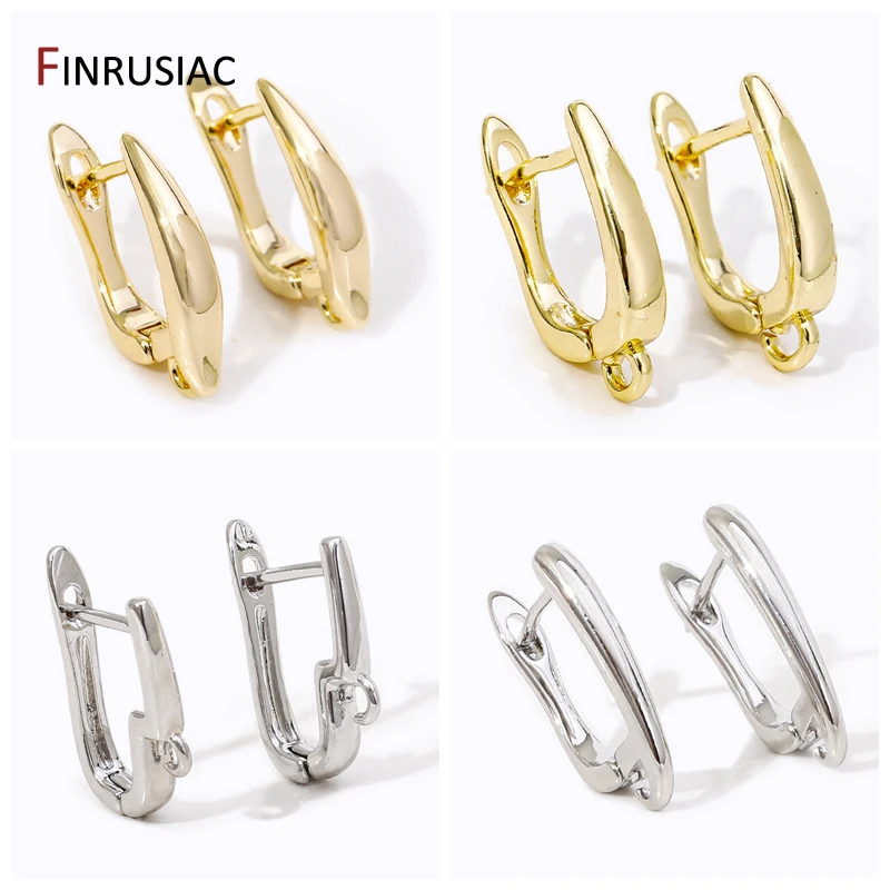 18K Gold Plated Brass Smooth Earwire Fasteners Earring Hooks Clasp For DIY Women Shvenzy Earrings Making Supplies Findings