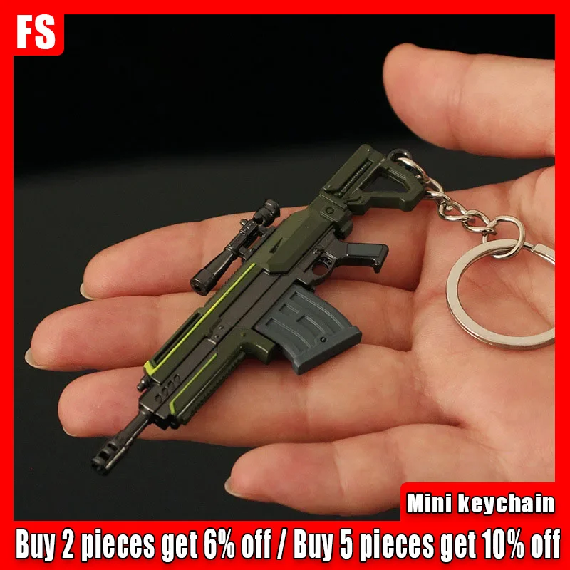 Helldiver 2 Guns Series 9cm Mini R-36 Gun Keychains Alloy Model Pocket Weapon Accessories Bag Key Ring Metal Toys Gifts Boys