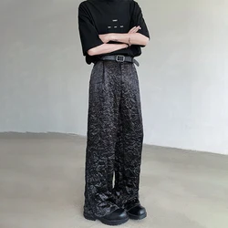 Mens Pants Shiny Pleated Casual Pants Spring Streetwear Harajuku Fashion Grunge Mopping Pants Old Money Men'S Clothing 2025 New