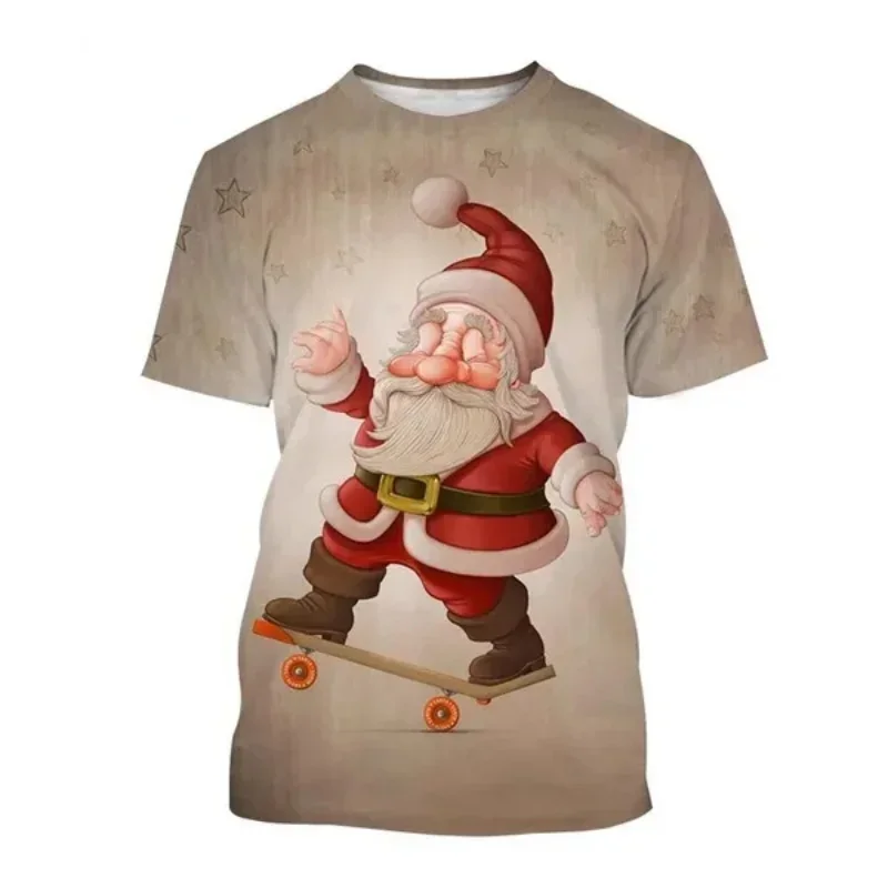 Men\'s Clothing New Santa Claus 3D Printing T-shirt Personalized Christmas Gift Graphic Tops Harajuku Street Unisex Short Sleeve