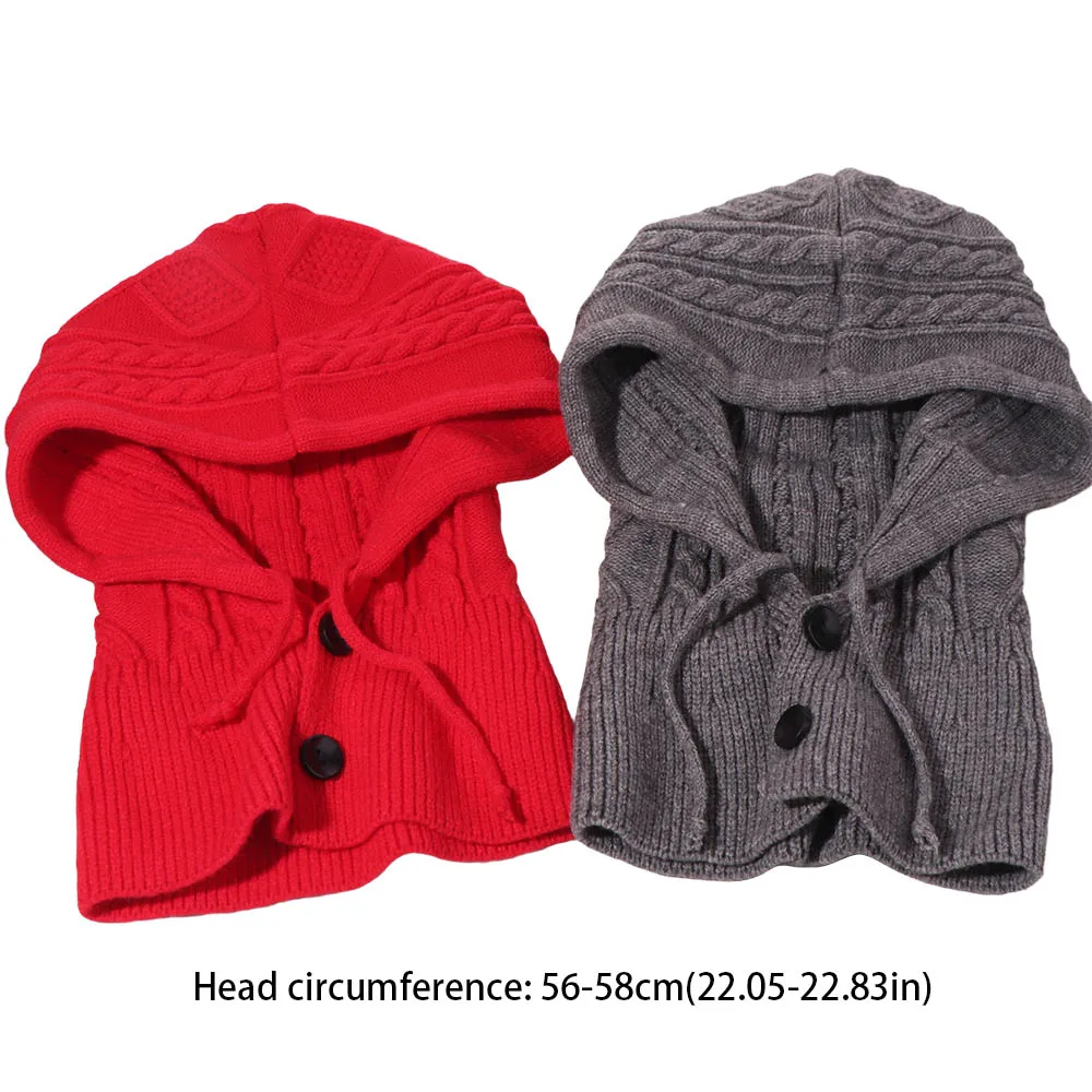 Soft Thickened Winter Balaclavas Cap Windproof Hood Knitted Neckerchief Earflap Neck Warmer Pullover Cap Women