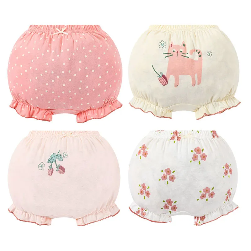 1/2/3/4Pcs/Lot Baby 100%Cotton Panties Kids Infant Newborn Fashion Cute Cartoon Soft Children Wear Outside Antibiosis Underpants