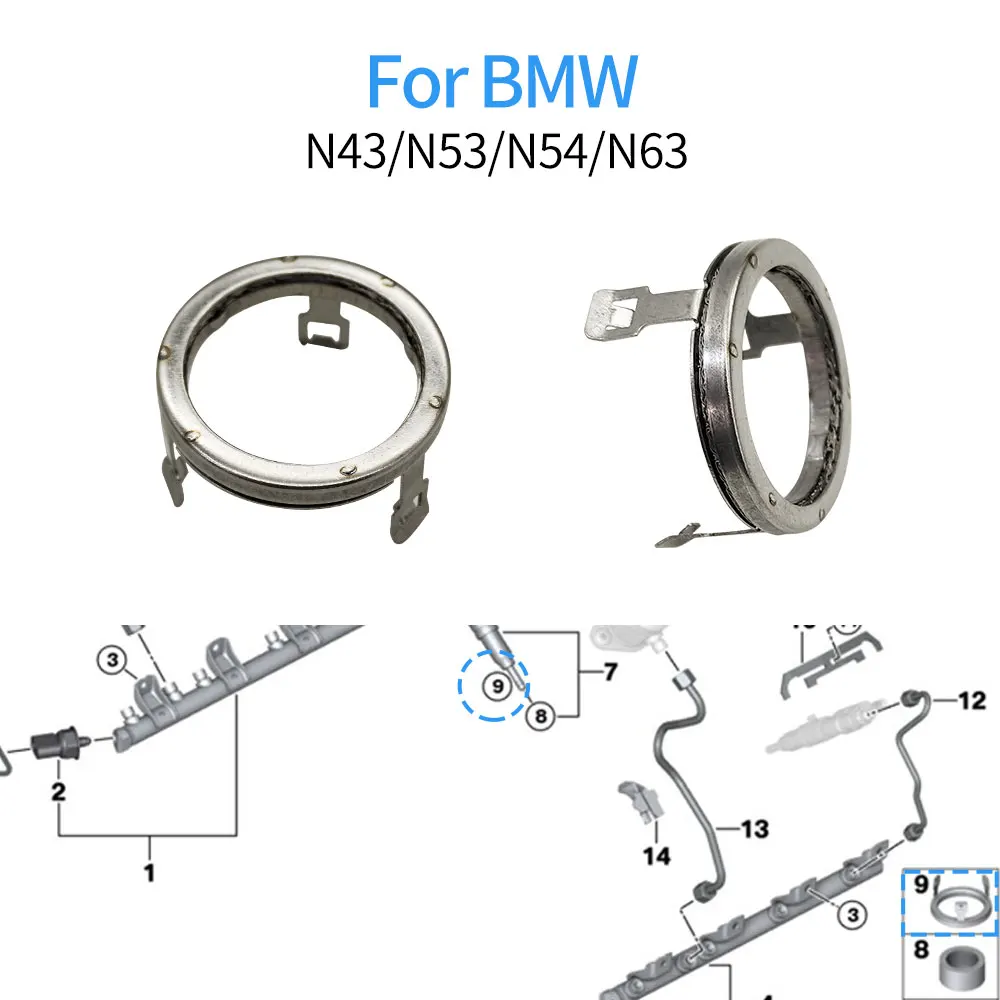 Anillo de Sellado para Inyector de Combustible, Soporte de Retención para Inyector de Combustible, Elementos de Desacoplamiento Rápido para BMW N43 N54 N63 13537564751