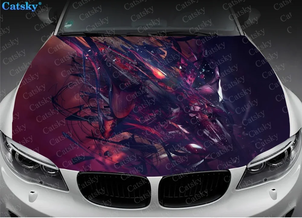 Cubic abstraction Car hood vinyl sticker wrap packaging film hood decal sticker universal car hood protective film