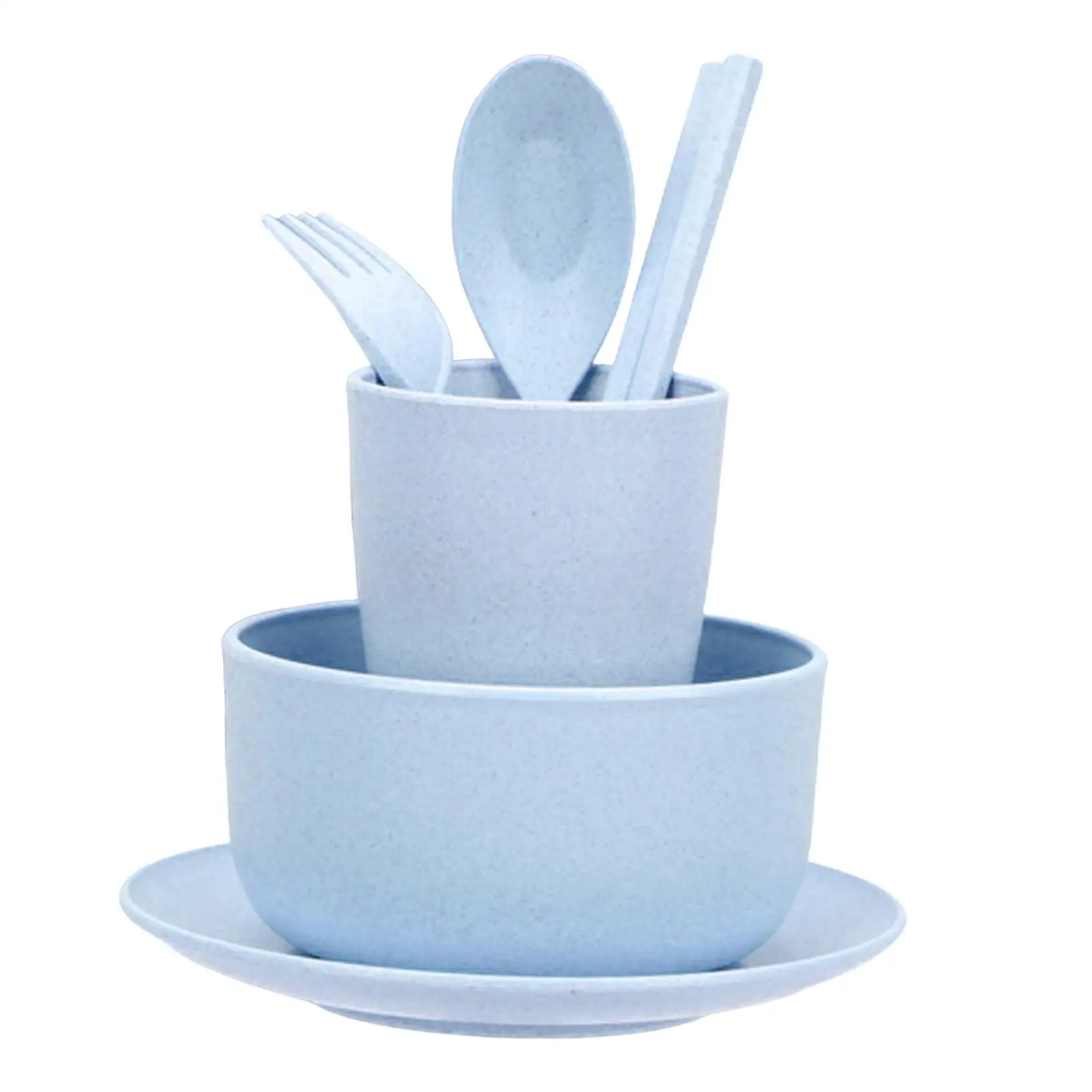 Wheat Straw Cutlery Dinnerware Set Lightweight Reusable Utensils Travel Tableware for Picnic Home Office