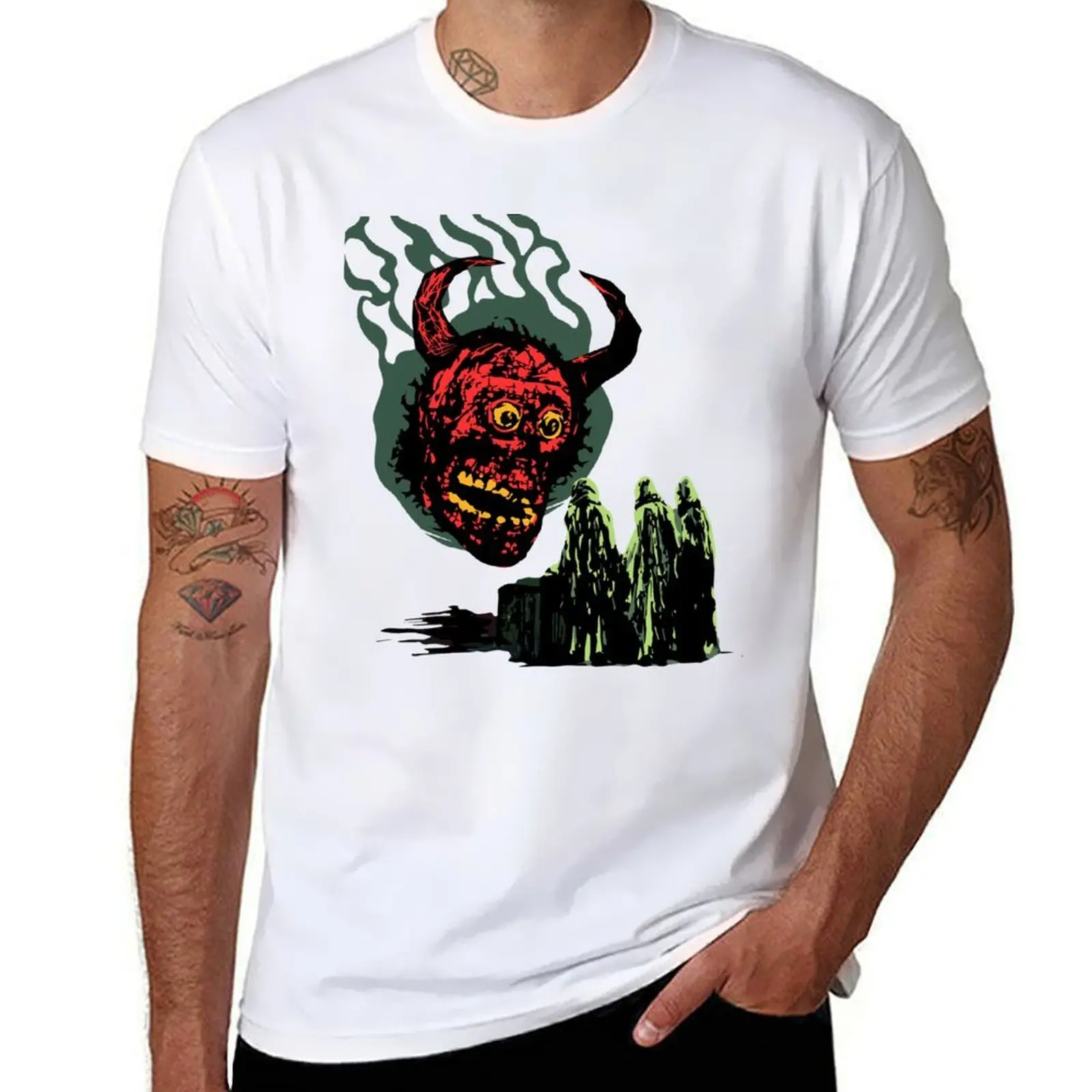

Floating Demon Head and Worshipers! T-Shirt man t shirt summer cotton t shirts man 100% T-Shirt