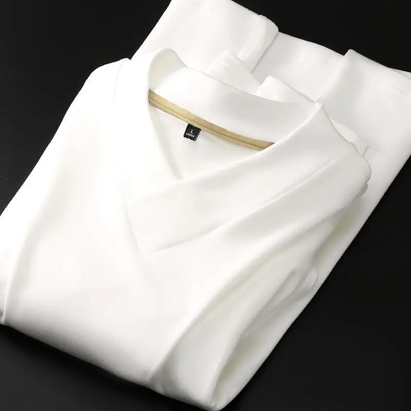 Simplicity Basic Casual Bottoming Shirt Autumn Winter Long Sleeve Solid Plus Size Vintage T Shirts Fashion Korean Men Clothing