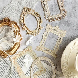 10pcs Relief Retro Frame Hollow Out Square Round Shape Picture Frame splendido rilievo mano fai da te Decora Collage materiale Note Decor