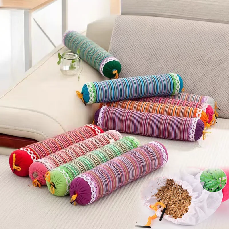 2pcs Mugwort Cervical Pillow – Orthopedic Neck Support Pillow with Herbal Therapy, Cylindrical Candy Shape for Sleeping