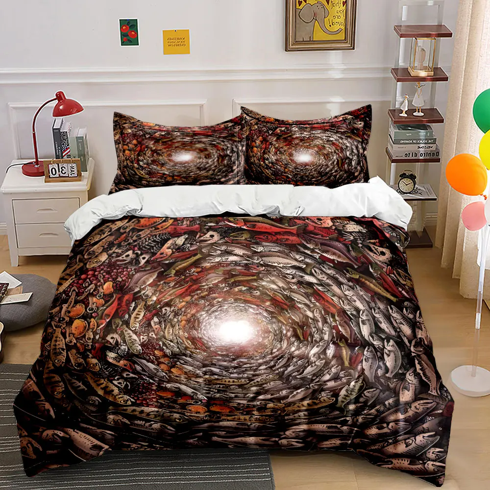 

"Ocean-Themed Swirl Art Set" Exquisite three-piece bedding set gift for kids and adults