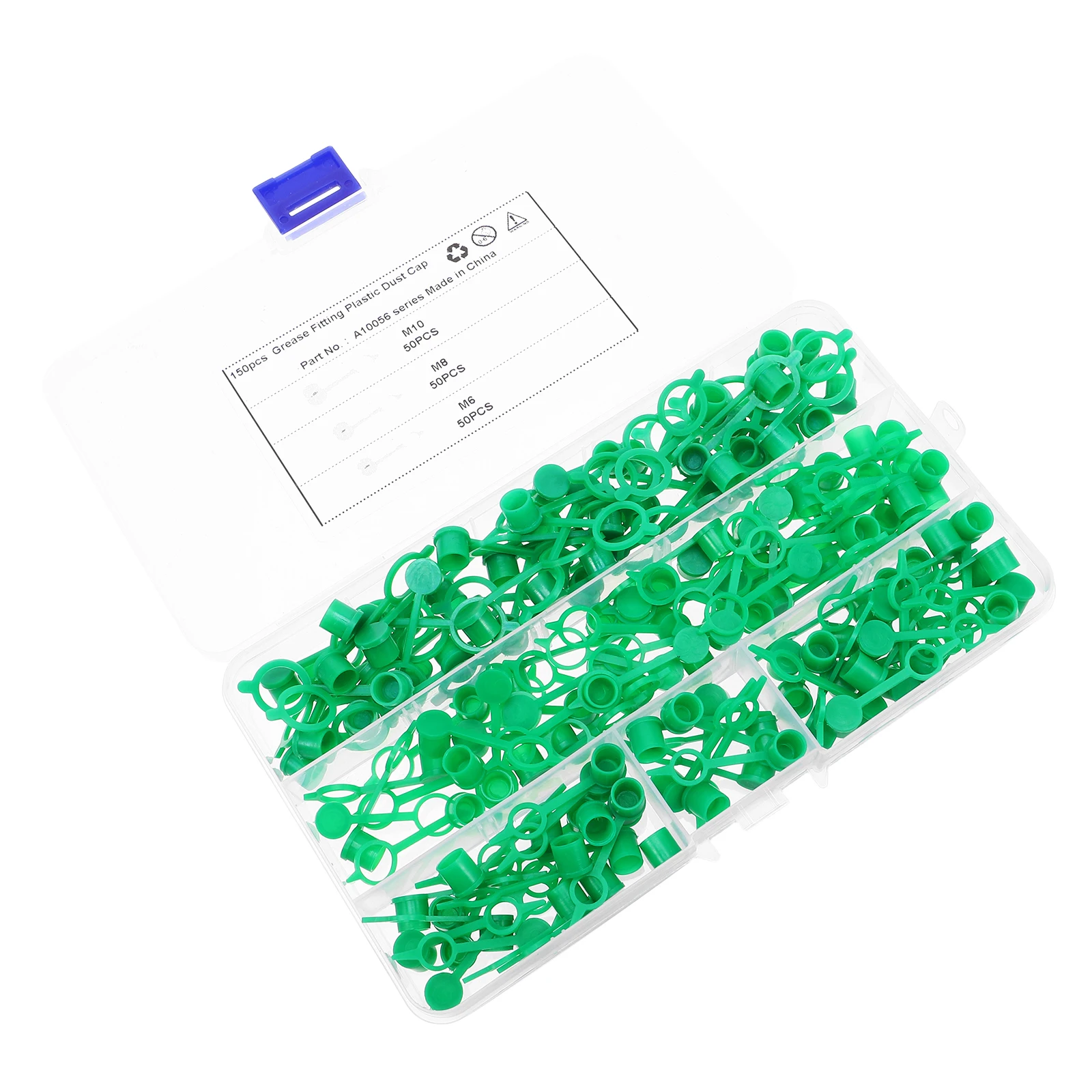 

150 pcs Green Plastic Caps Protection Anti Slip Oil Cover Assortment For Home Garage Workshop Use Grease Fitting Dust Cap Set