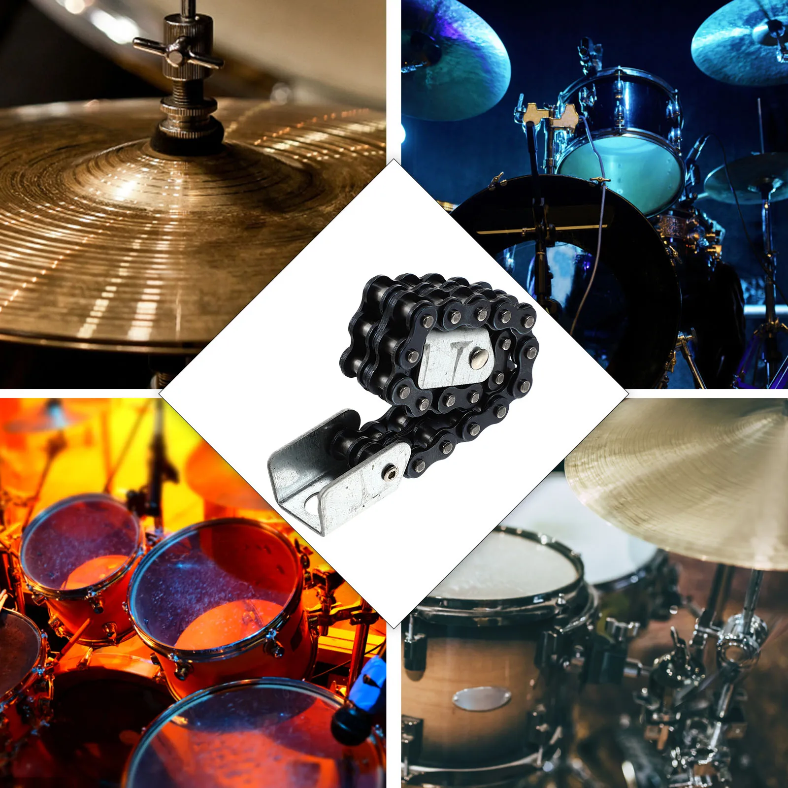

Creative Drum Kit Sturdy Iron Durable Rust-Proof Replacement Parts Easy Install Simple Double Buckle Chain Drum Pedal Accessory