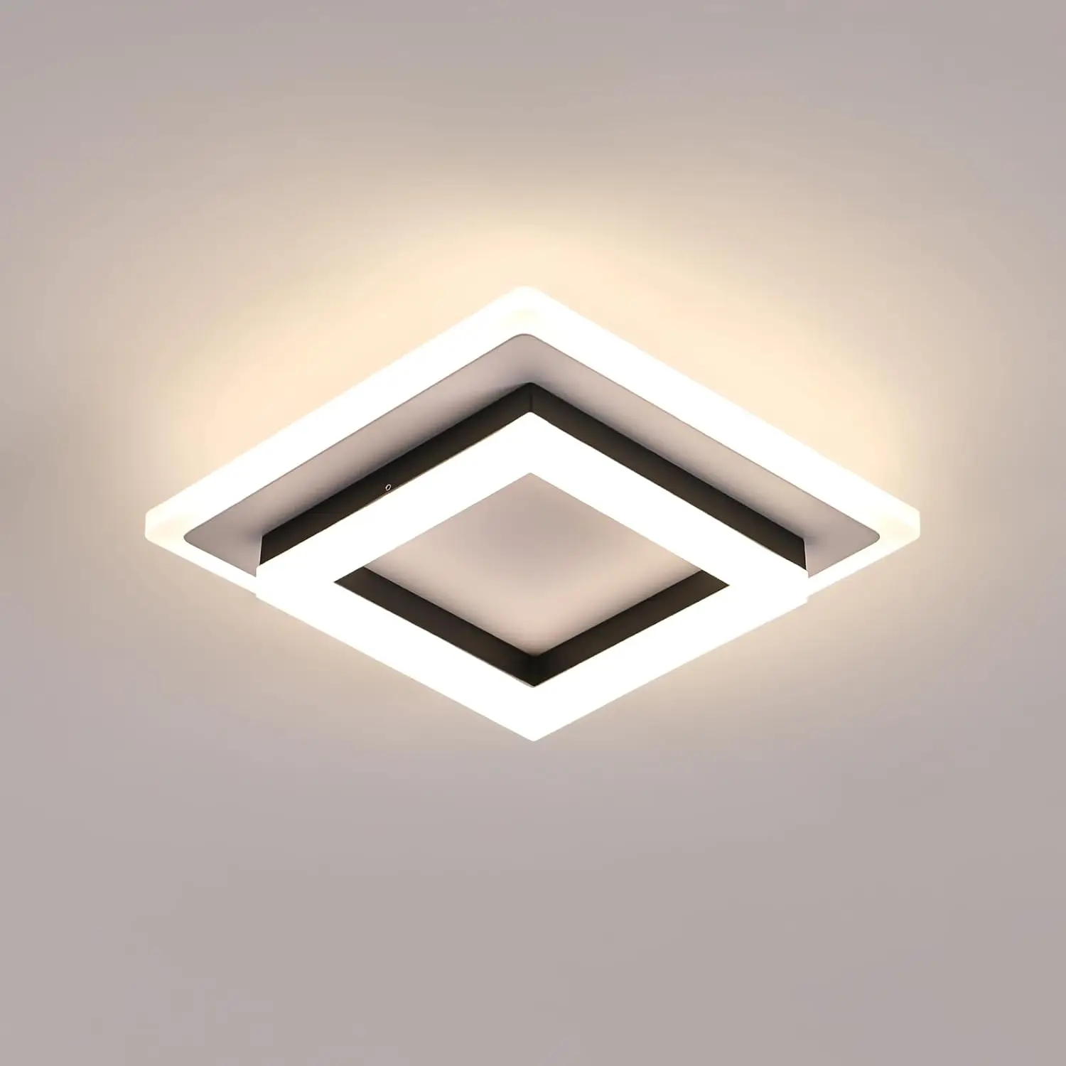 Lampada da soffitto a LED, plafoniera moderna quadrata a LED 24W 2700LM nera, lampadario a soffitto in acrilico a LED per soggiorno camera da letto 4500K