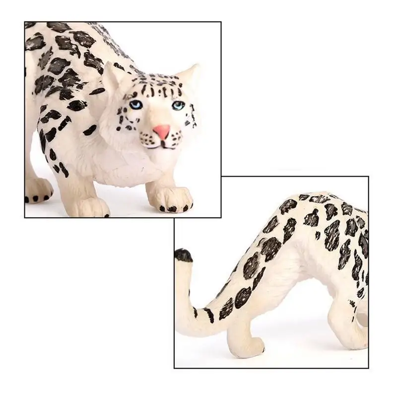 현실적인 눈 표범 모델 인형, 플라스틱 동물 피규어, 케이크 토퍼, 어린이 생일 선물