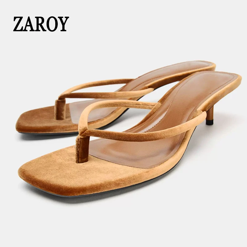 Women's Flip Flops Open Toe Thin Low Heels Clip Toe Suede Sandals product photo