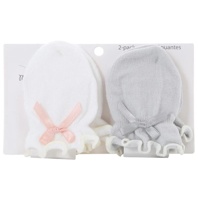 

JU64 Pair Baby Anti Scratching Soft Cotton Gloves Newborn for Protection Face Scratch Hands Gloves Solid Color No Scratch Mit