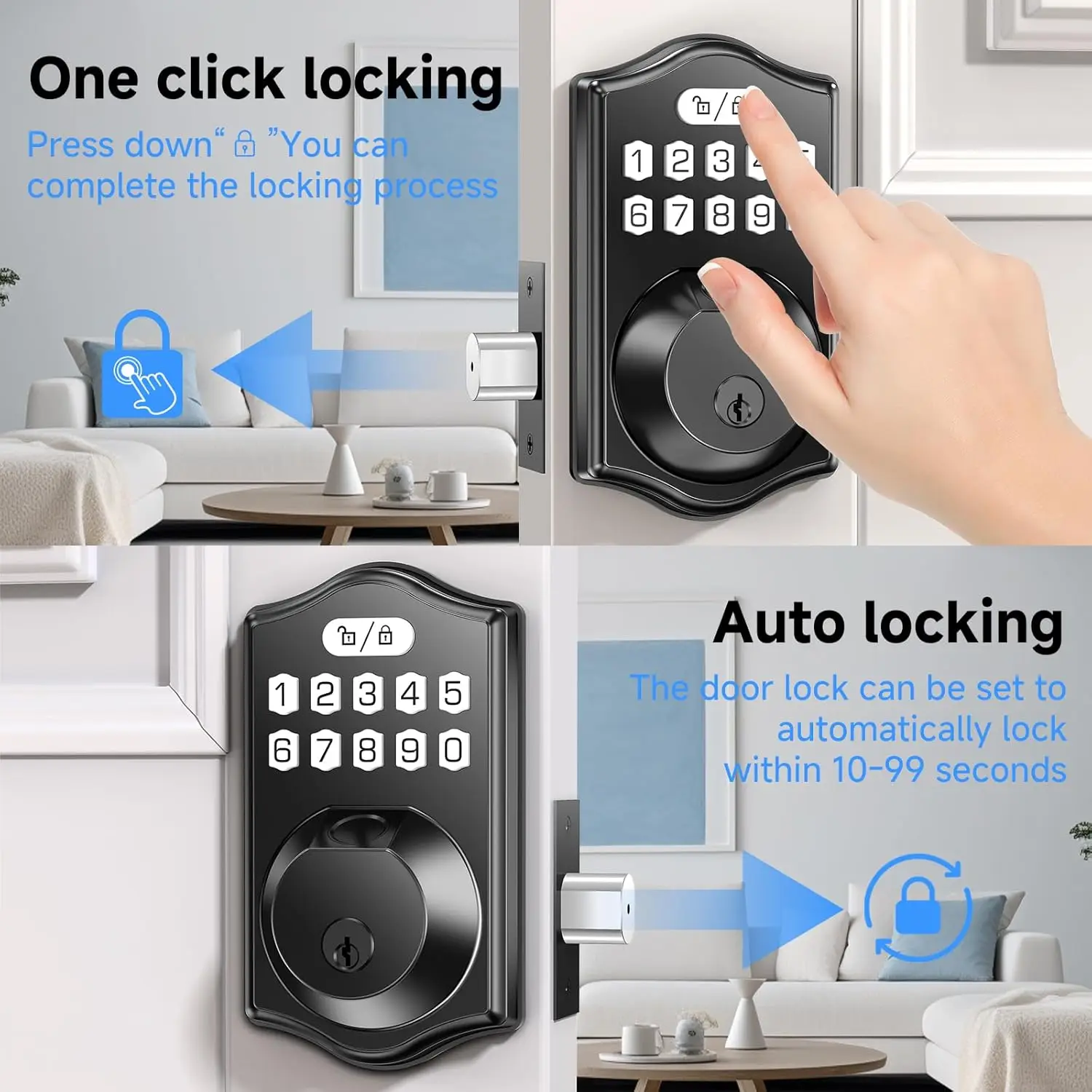 Smart Fingerprint Door Lock with Keypad, App Control & Auto Lock - Easy Installation for Front Doors