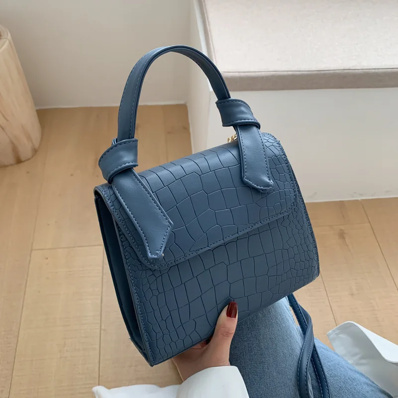 Small Square Bags for Women Hand Designer Luxury Brand PU Leather Shoulder Bag Work Lady Alligator Pattern Crossbody Bag Purse