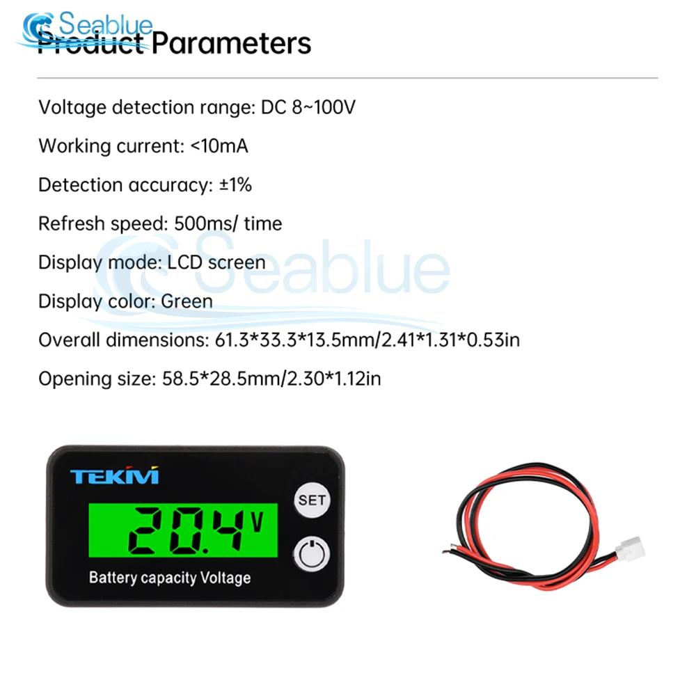 6136B DC8-100V Battery Capacity Indicator LCD Digital Electricity Meter Lead-acid Lithium LiFe PO4 Voltage Tester for Motorcycle