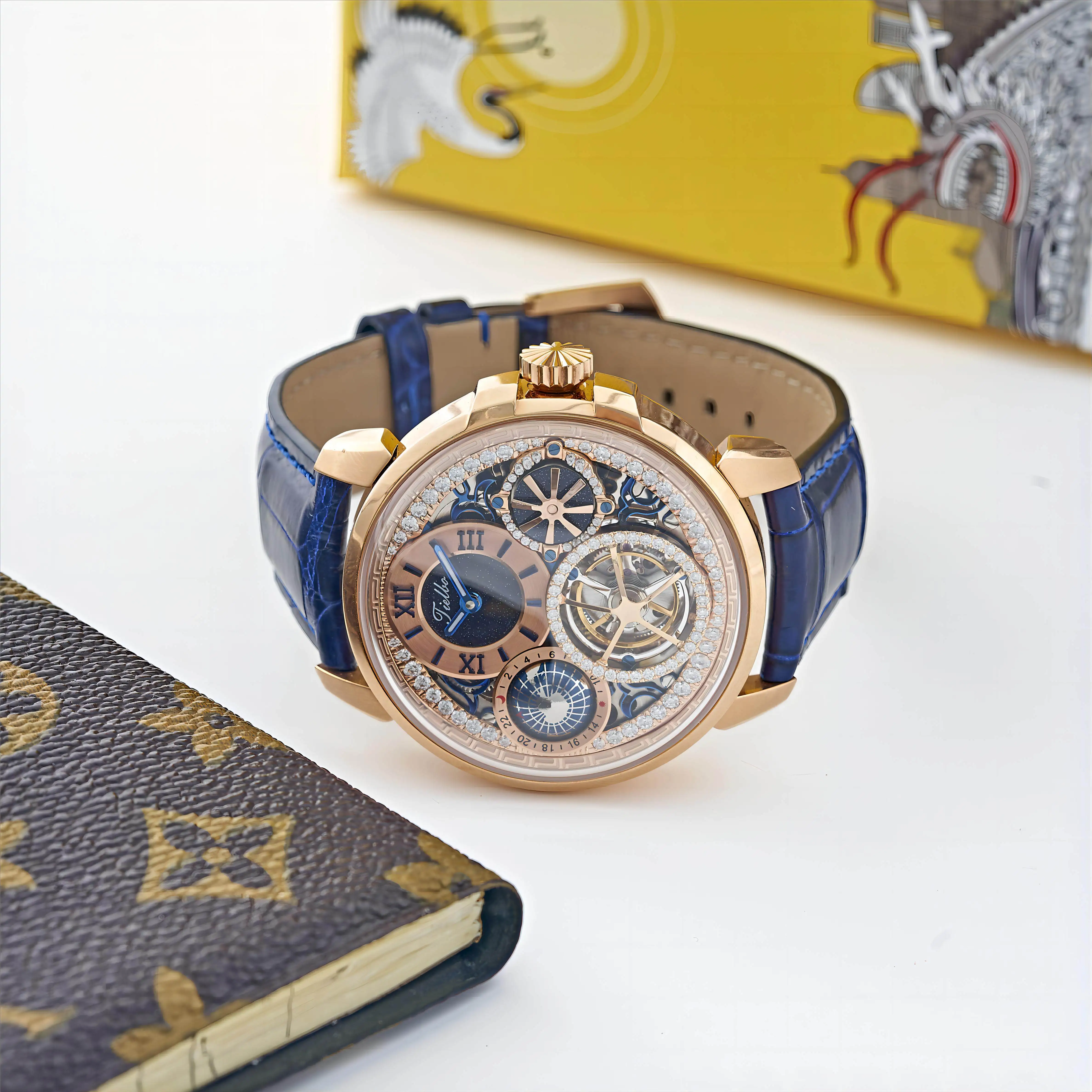 Business and leisure tourbillon watch mechanical movement genuine leather waterproof men's fashion watch