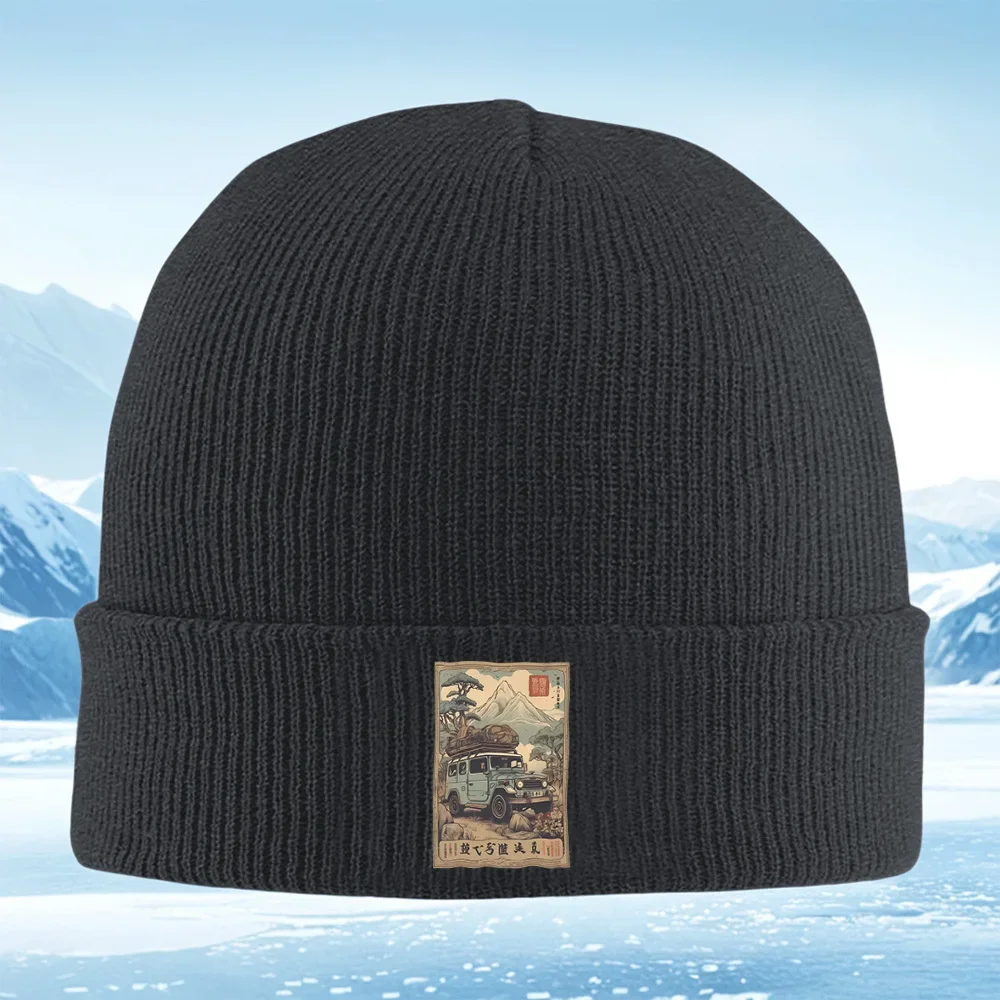 클래식 자동차 산들바른 하늘 모험 여행 남녀 공용 니트 모자 겨울 모자