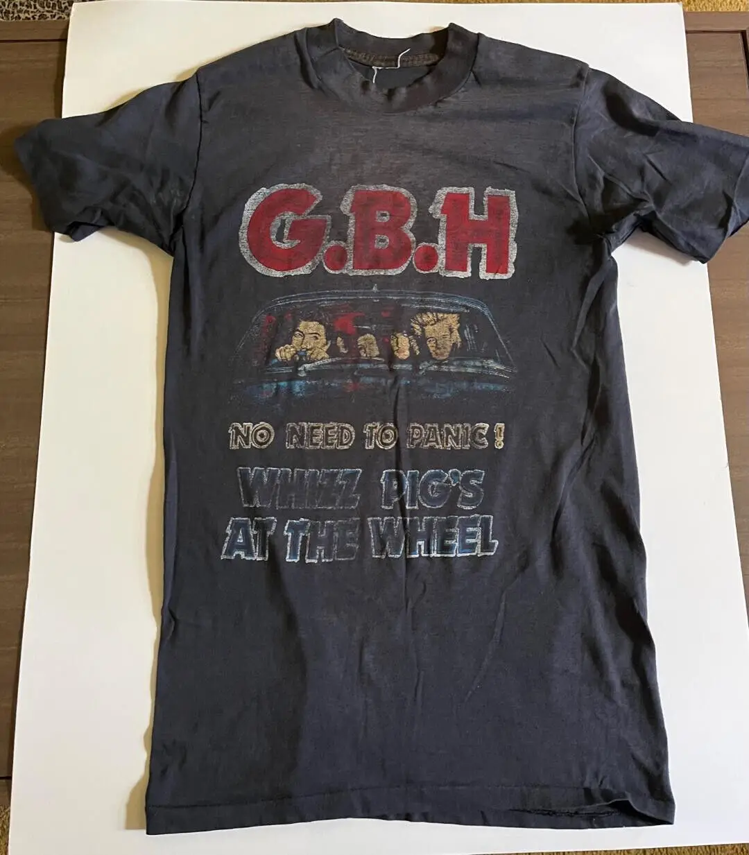 Vintage GBH No Need To Panic Whizz Pigs At The Wheel T-Shirt 1989 Sz XS UK Punk