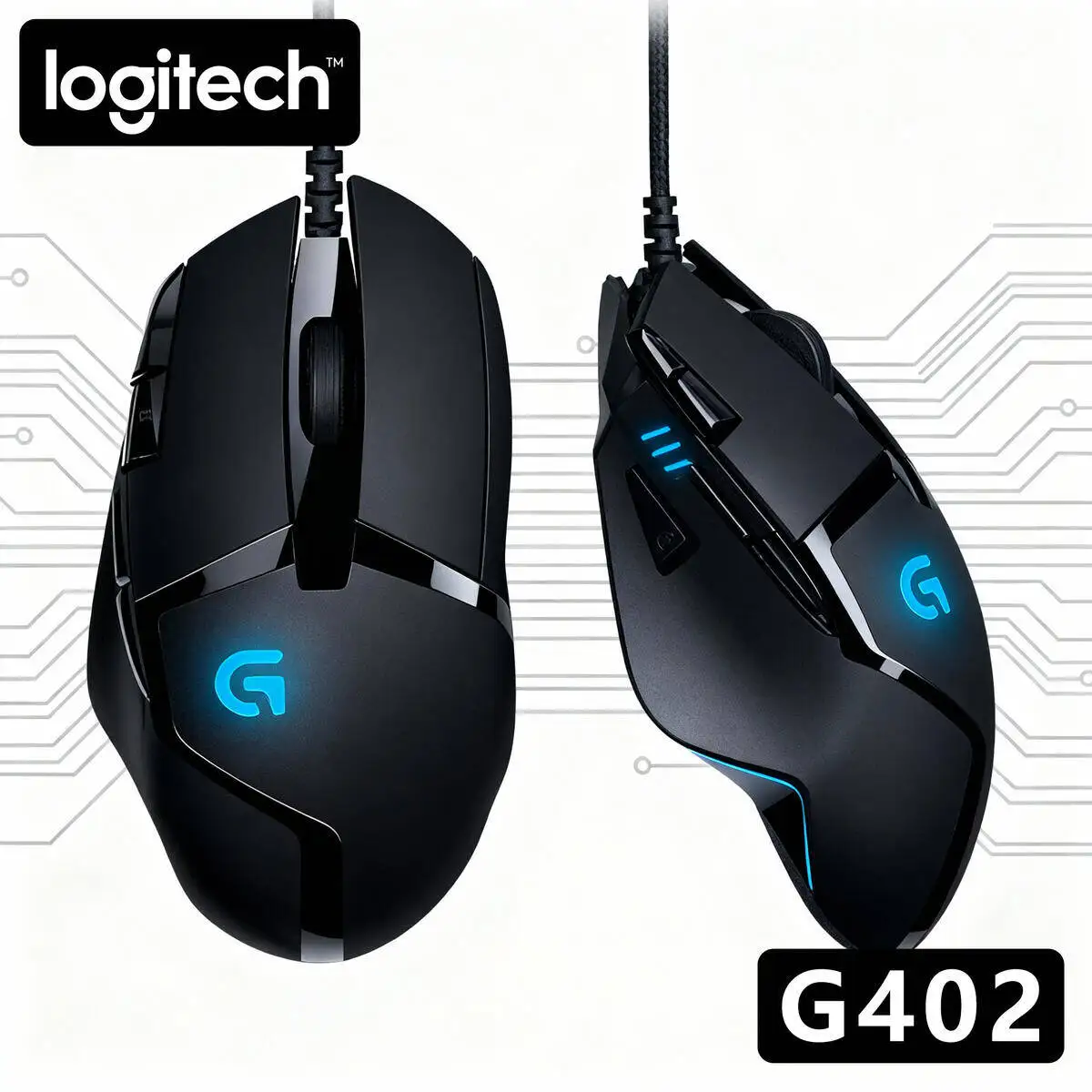 

Logitech G402 Wired FPS Mouse, 4000 DPI, 8 Customizable Buttons, Fusion Engine, 1ms Response, 500 IPS, Lightweight, Windows