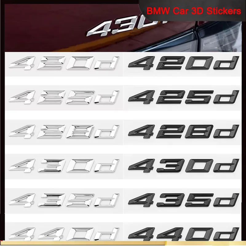 

For BMW M4 430i 430d 425d 440i 435i 420i 3D ABS Glossy Black Chrome Letters Car Stickers F26 G02 Trunk Badge Car Accessories