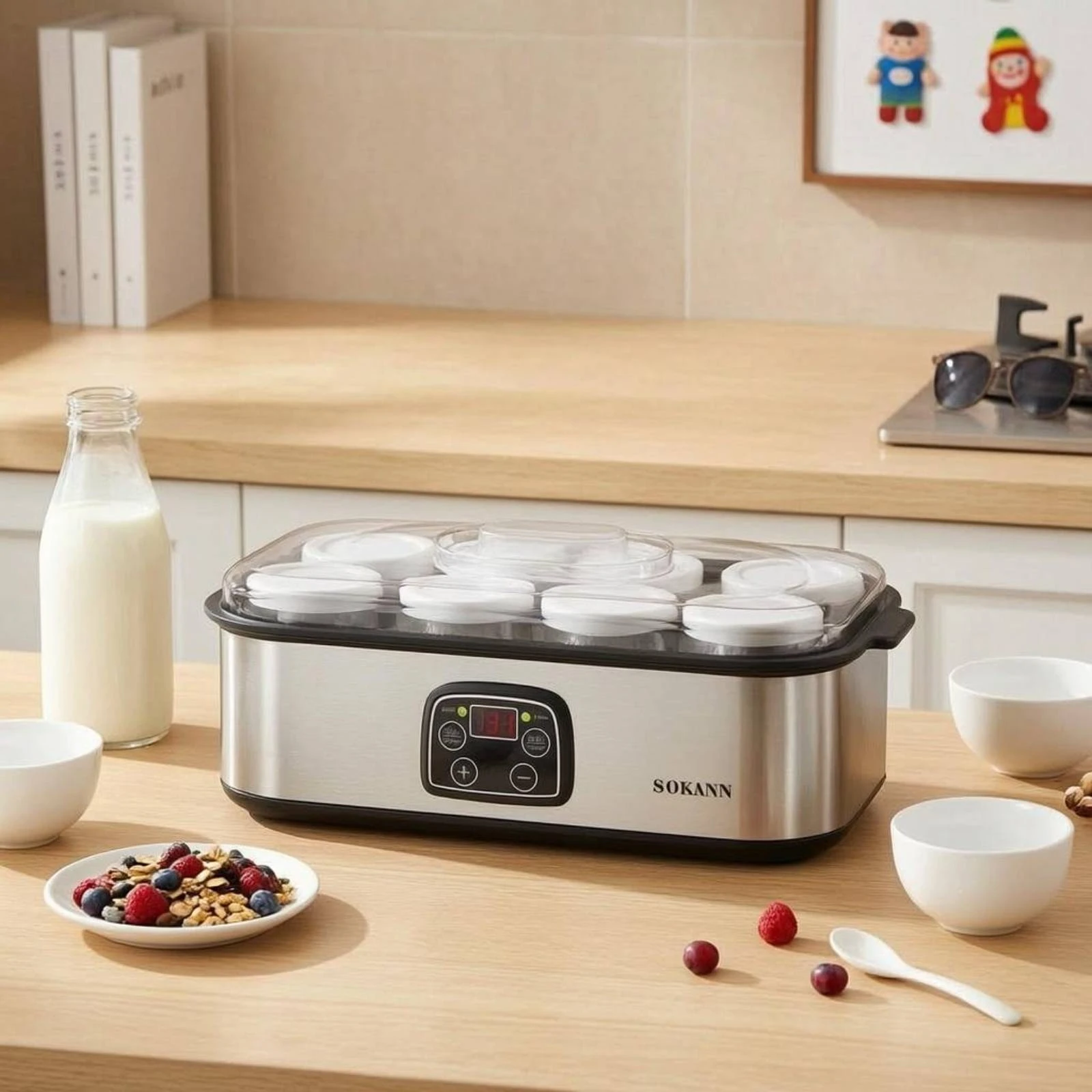 Electric Yogurt Appliance 1.4L Capacity 8 Cup Yogurt Appliance Kitchen Appliance Front Control Panel 25W