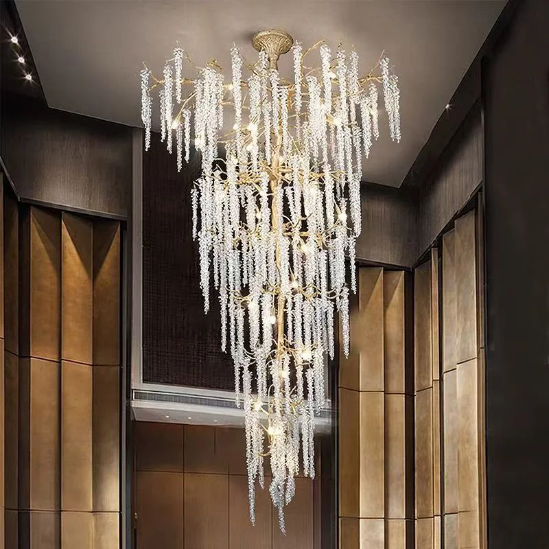 

American Luxury Crystal Pendant Chandelier Aluminum Brass Gold Silver Black Dimmable Ceilings Lustre Timeless Design