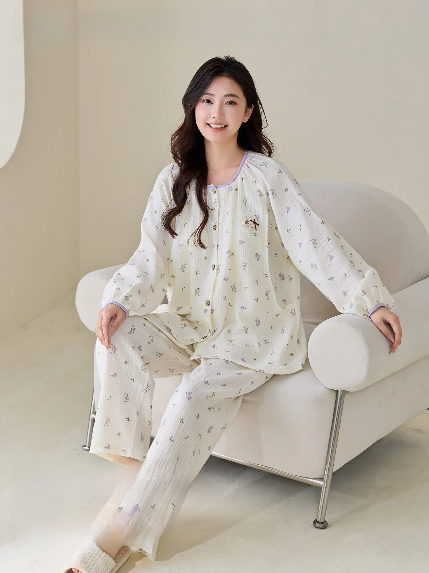 pure-cotton-home-clothes-set-thin-absorbent-sweatshirt-with-chest-pad-maternity-nursing-mouth-postpartum-sleepwear-long-pants
