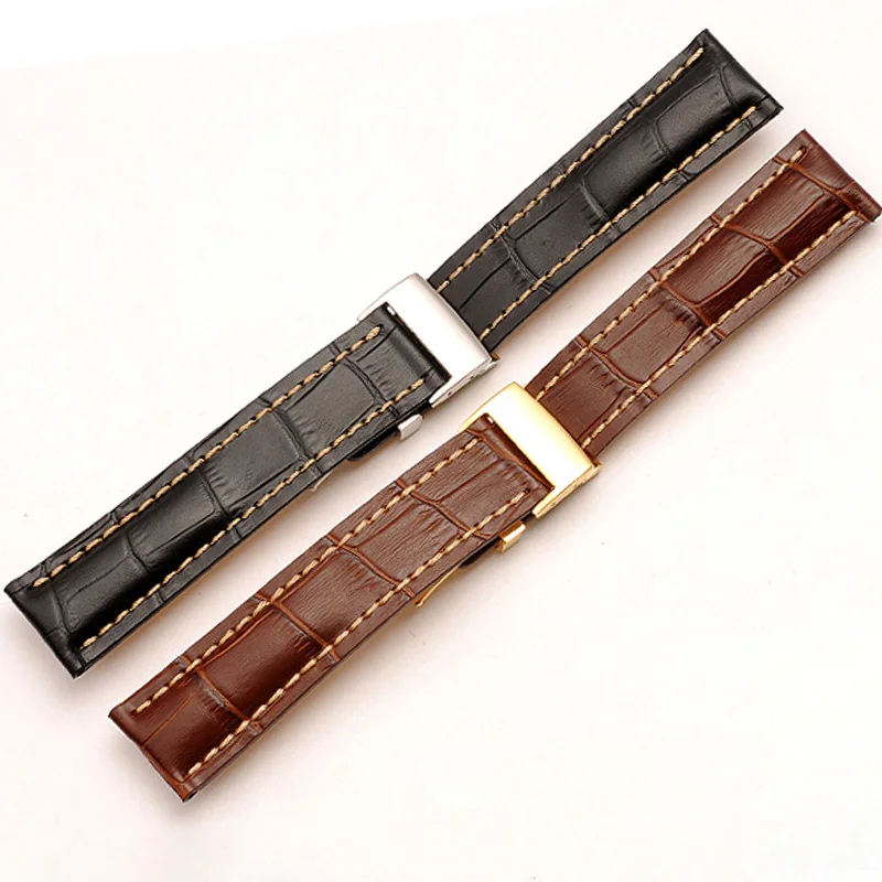 For Breitling Genuine Leather Watch Strap 22mm 24mm Super Ocean Aviation Timing Avenger Folding ClaspCowhide watch band