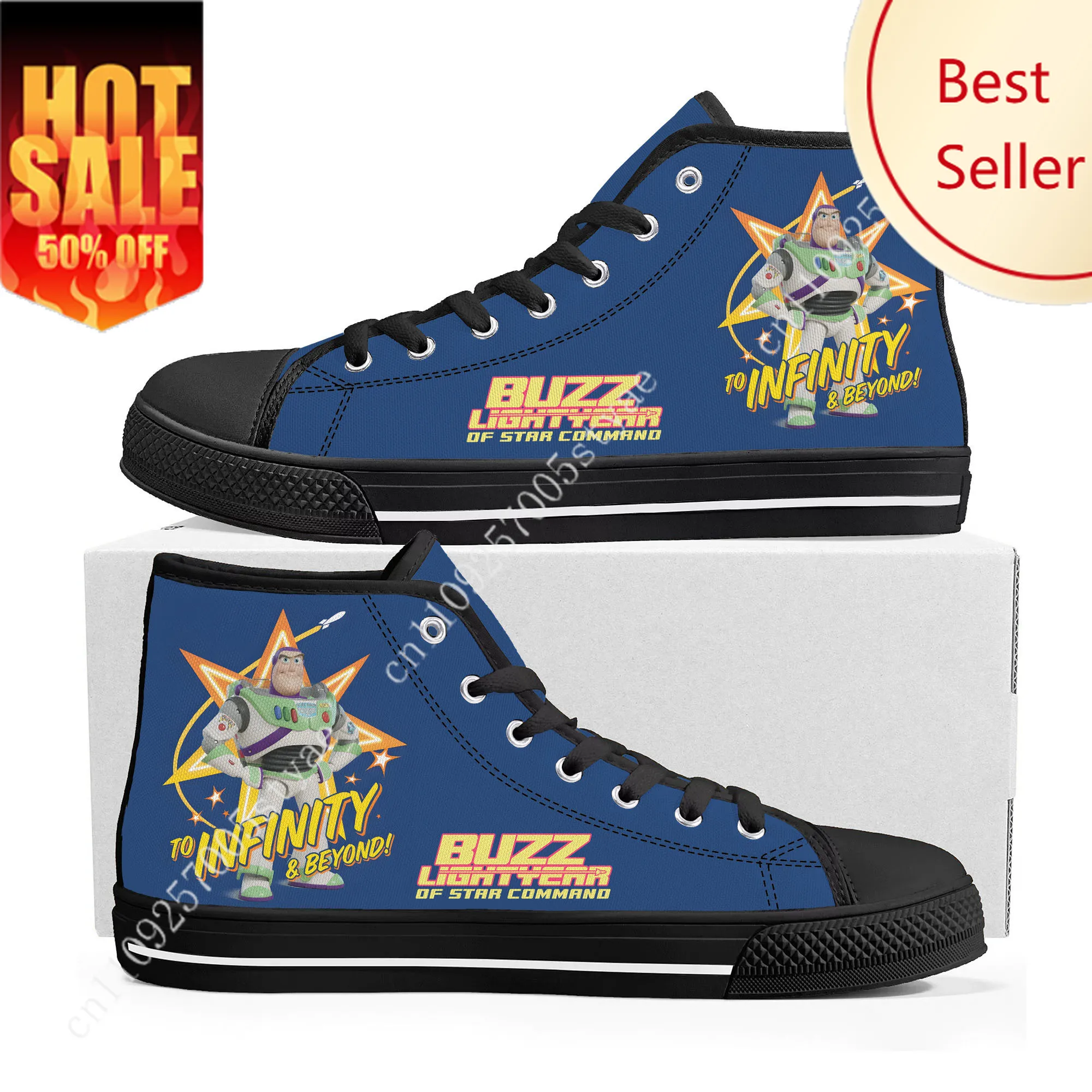 

Buzz Lightyear High Top Sneakers Disney Cartoon Movie DIY Decorate Shoes Design Your Party Holiday Gifts Custom Shoe