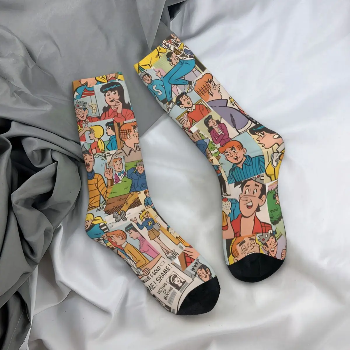 Gekke Compressie Archie Comics Collage #2 Sok Voor Mannen Vintage Naadloze Patroon Crew Sok Casual