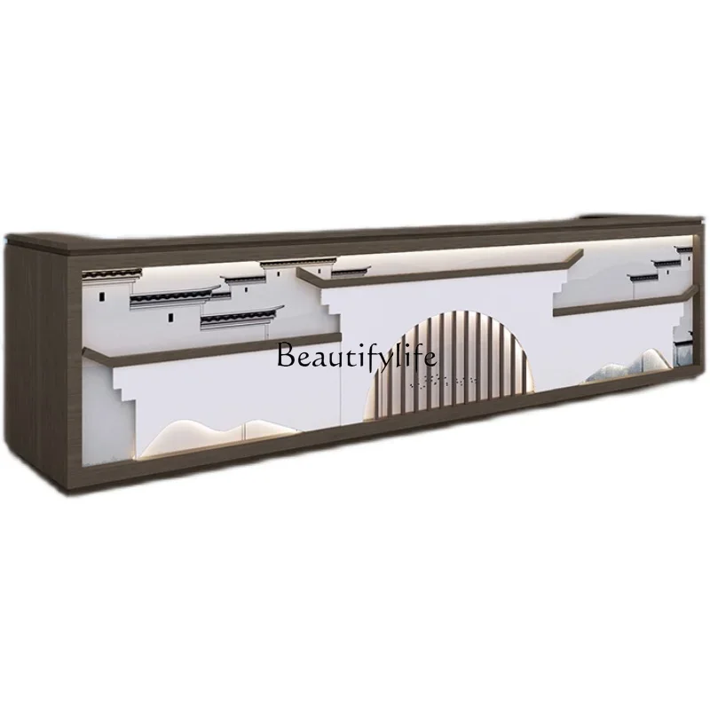 

LNew Chinese style checkout page Teahouse Hotel Bar Table Classical Chinese style Beauty and Wellness Center Front Desk