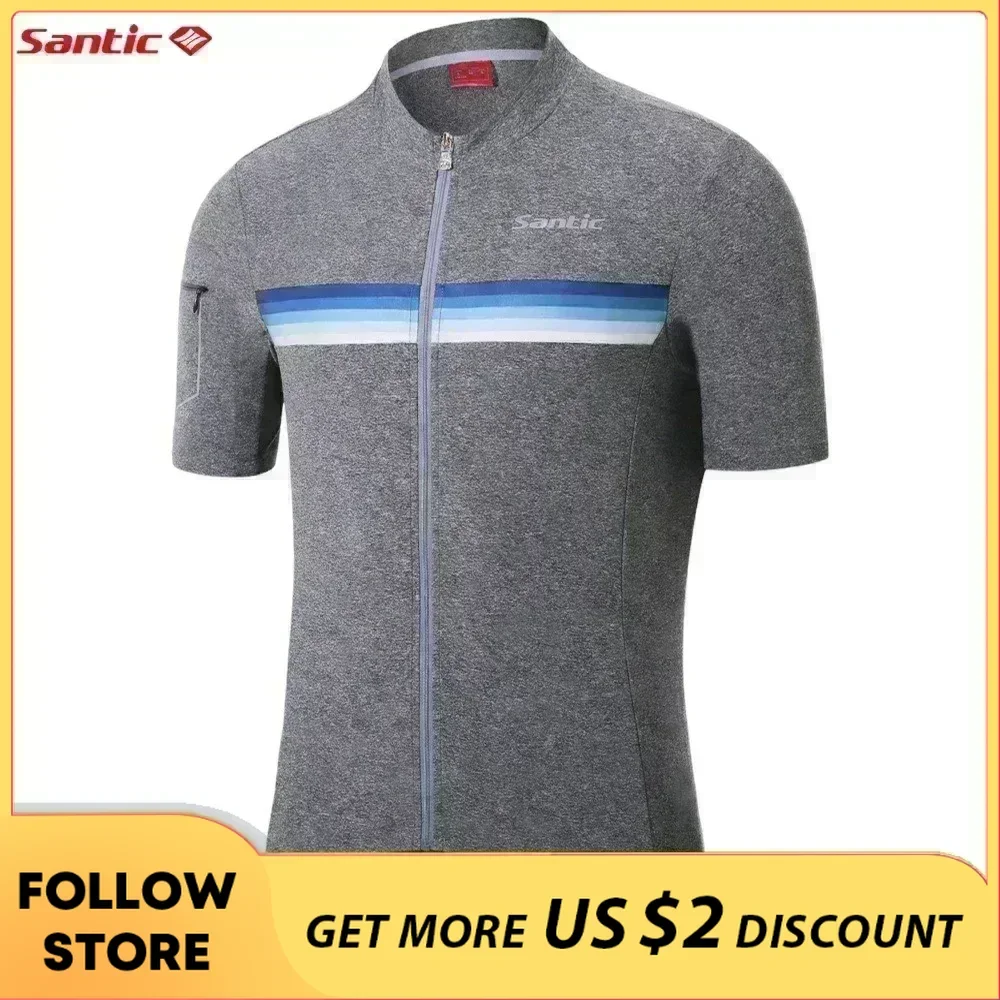 Santic Cycling Jersey Men\'s Short Sleeve MTB Bike Road Riding Shirts Quick Dry Breathable Outdoor Summer Bicycle Clothing S-XXL