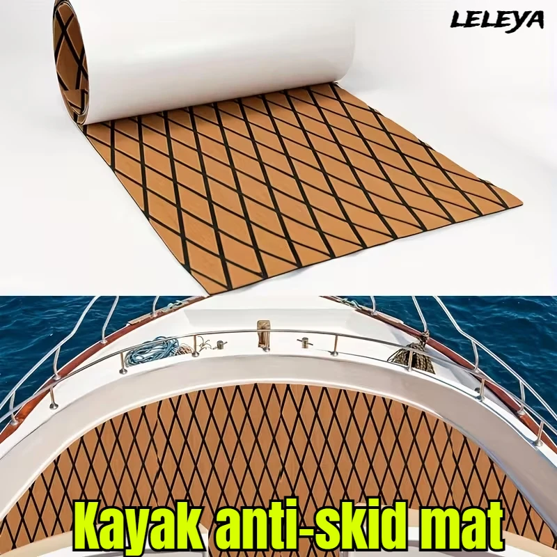 

45x240cm Eva Boat Decking Sheet Marine Flooring Anti Slip Pad with Rhombus Diamond Pattern Self-Adhesive Surfboard Traction
