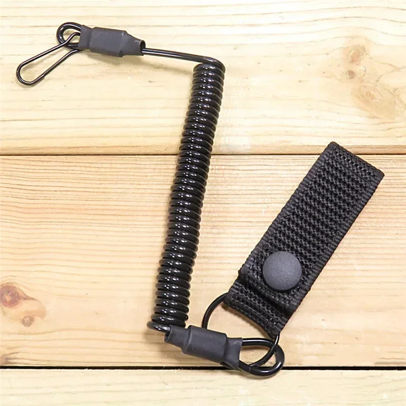 1pc Elastic Lanyard Rope Anti-lost Spring Safety Strap for Key Ring Chain Flashlight  Camping Gear  Hiking Accessories Multitool