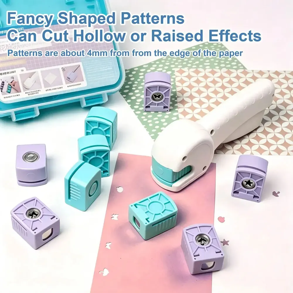 10-in-1 Paper Craft Punch & Embosser Set, 10 Patterns, Embossed & Cut-Out DIY Punch Tool for Scrapbooking, Cards & Crafts