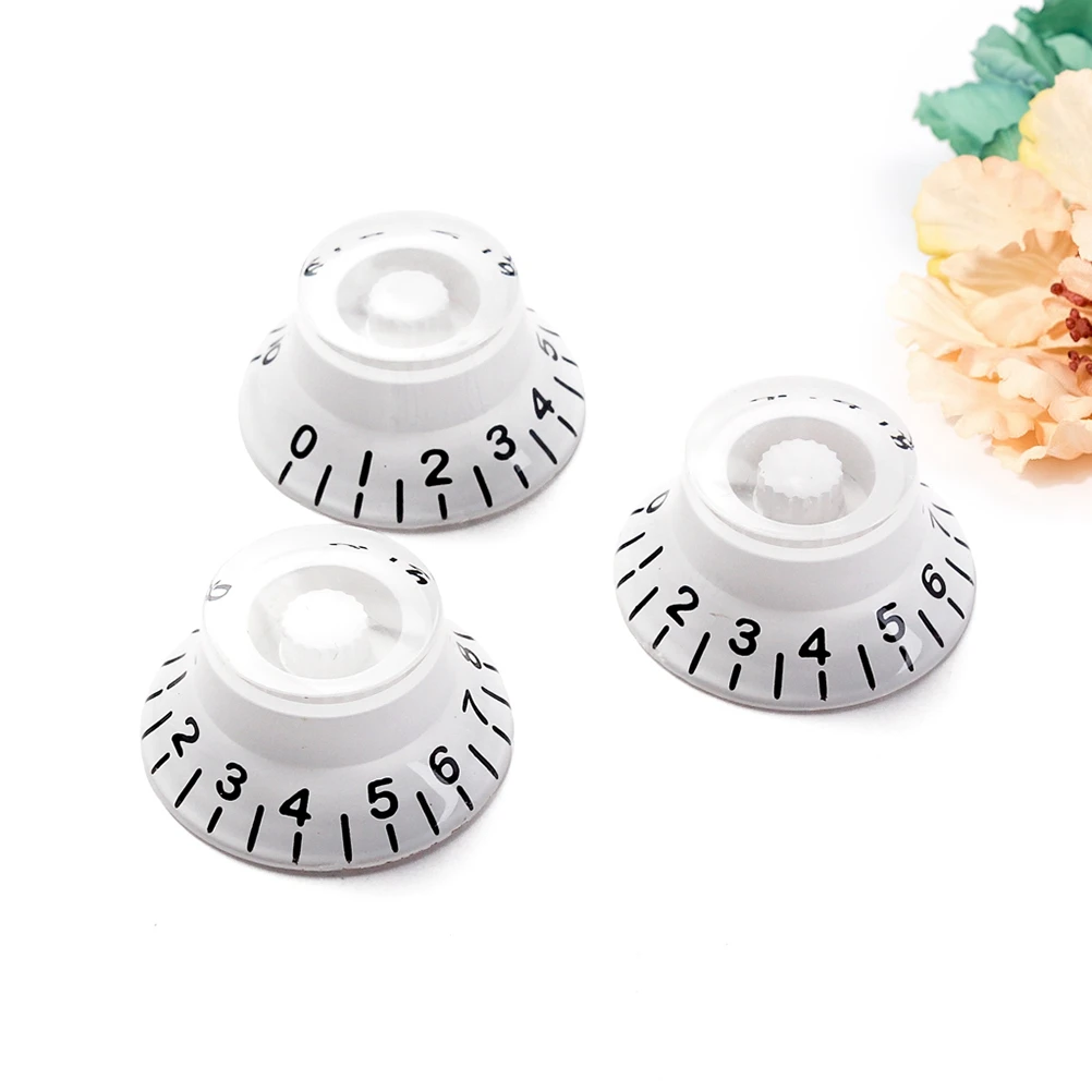 

3 PCS/ Set Acrylic Hat Guitar Volume Tone Control Knobs Rotary Knobs for ST Electric Guitar Parts Replacement (White)