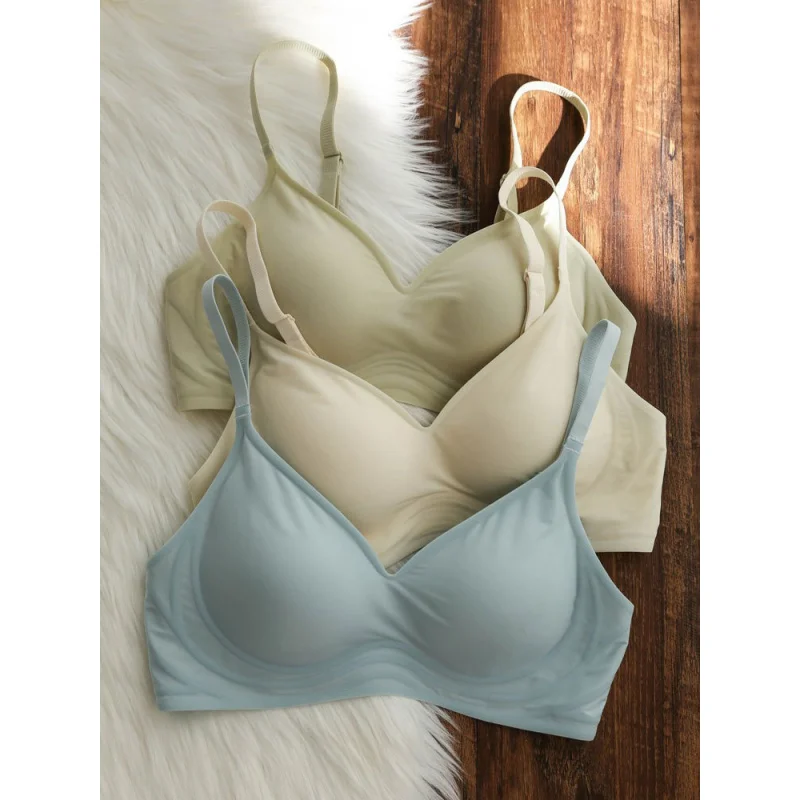 Genuine Japanese Milk Silk Seamless Wireless Underwear Women's Push up Big Breasts Small Soft Support Bra Summer Thin