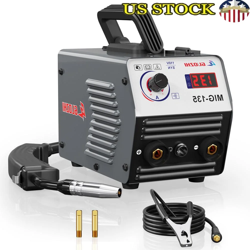 Soldadora portátil de núcleo de flujo, soldador MIG sin gas de 110V con tecnología de inversor IGBT