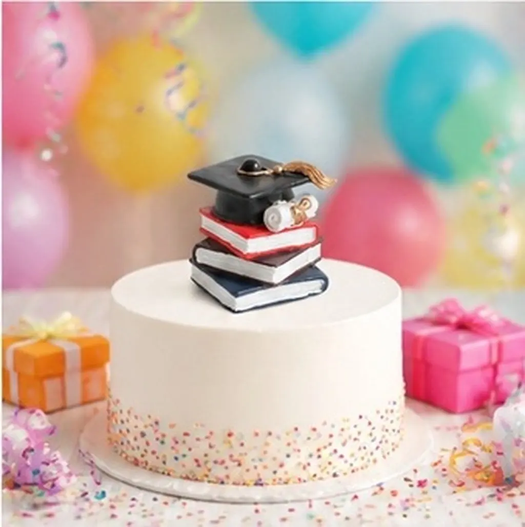 4Pcs Safe Resin Book Form Cake Decor Party Ornaments Graduation Birthday Theme Cupcake Topper Dessert Table Centerpiece